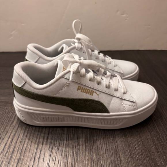 Puma Womens Smash Platform V3 Mono Twist Sneaker White Green Size 7.5 - Picture 5 of 8